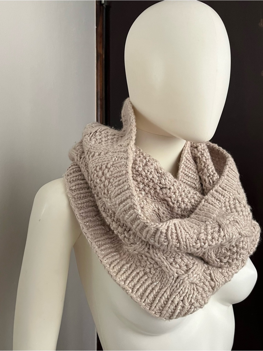 Ann Taylor Neutral Cable-Knit Infinity Sweater Scarf